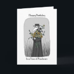 Cartão Peste Médica com pássaros e flores - Aniversário e<br><div class="desc">Cartão de aniversário do Plague Doctor numa época de pandemia.De piadas bobos a declarações românticas sérias, o compro MiKa Art Zazzle tem algo para todos. Canadiana, presentes japoneses, joias, capas para dispositivos eletrônicos, botões divertidos, canecas, ornamentos, cartões e posters... Por favor, leve um tempo e olhe ao redor. Pode até...</div>