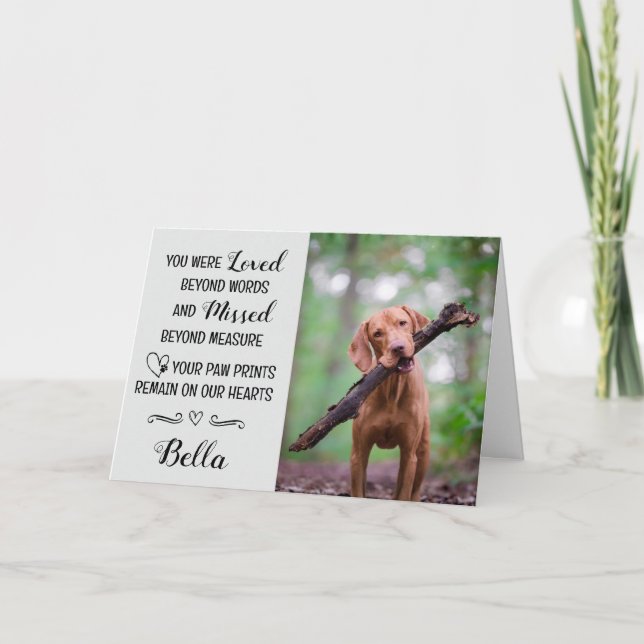 Cartão Pet Loss Sympathy Card Personalized Photo Pet Name (Frente)