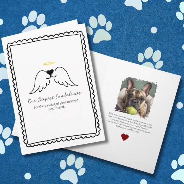 Cartão Pet Loss Sympathy Dog Angel Wings Custom Photo (Criador carregado)