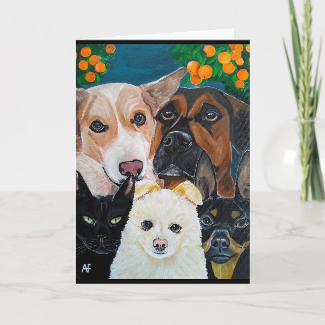 Cartão Pet Selfie Painting by Alfred Fox (Frente)
