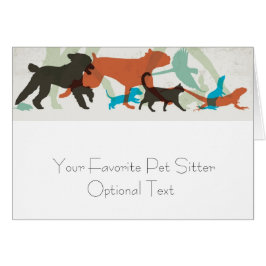 Cartão Pet Sitter Animal Walking Foled Note Card