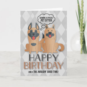 Cartão Pet Sitter's Birthday Cute Cartoon Dogs