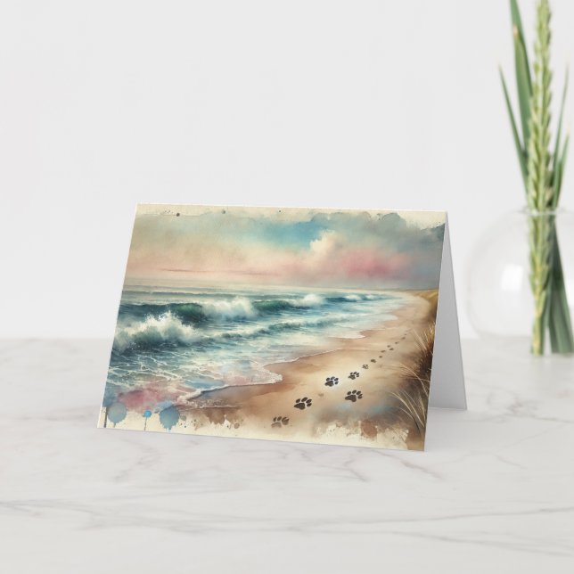 Cartão Pet Sympathy Beach Watercolor Card (Frente)