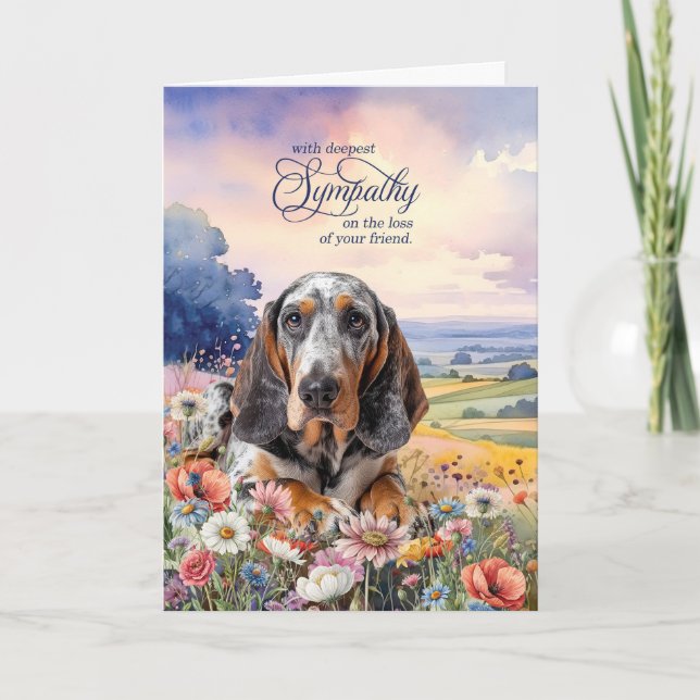 Cartão Pet Sympathy Bluetick Coonhound Dog Wildflowers (Frente)