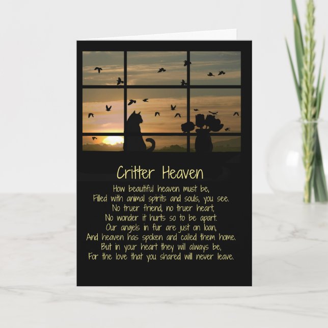 Cartão Pet Sympathy, Cat Simpatia Espiritual Poem Animal (Frente)