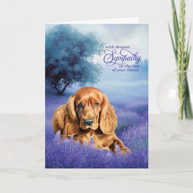 Cartão Pet Sympathy Cocker Spaniel Dog Lavender (Frente)