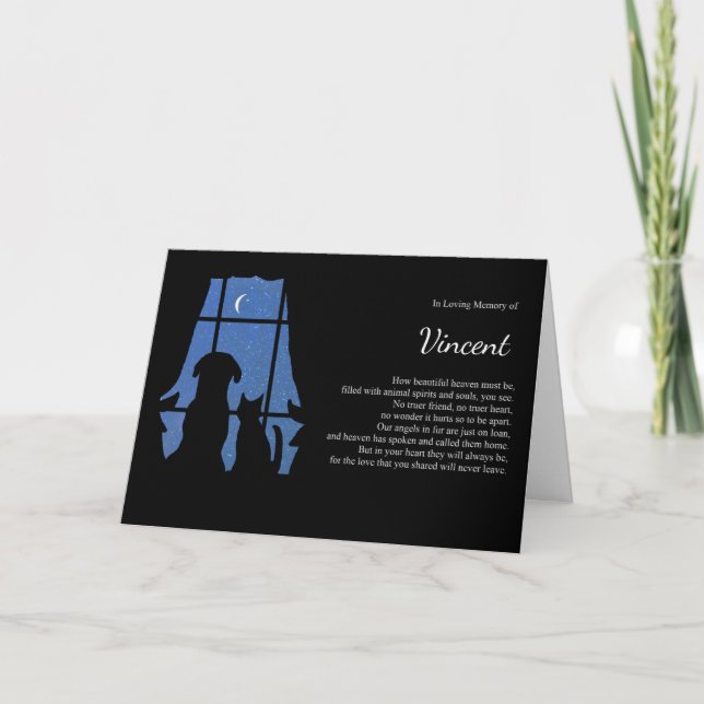 Cartão Pet Sympathy Dog Cat Nome Personalizado Poema Espi (Frente)