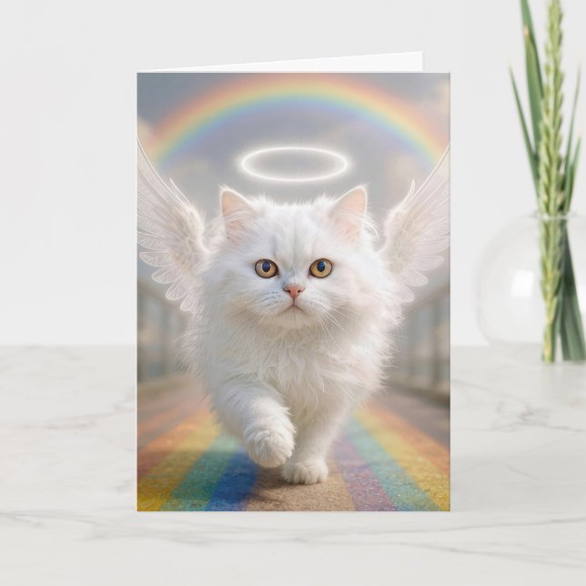 Cartão Pet Sympathy Persian Cat with Angel Wings (Frente)