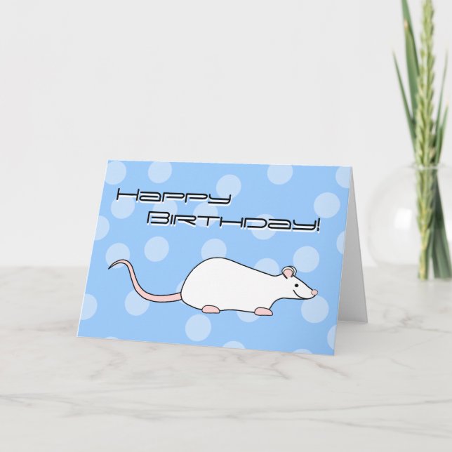Cartão Pet White Rat. Aniversário (Frente)
