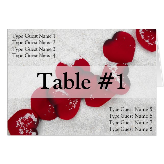 Cartão Petais de rosa vermelha na neve, Casamento no inve (Frente horizontal)