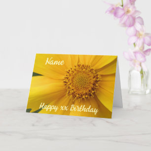 Cartão Pétalas de Flor Amarelo Personalizadas Aniversário