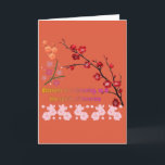 Cartão Petals in Pink Harmony red orange<br><div class="desc">**Petals in Pink Harmony** art design celebrates the International Cherry Blossom Day in Washington DC with delicate cherry flowers and graceful blooming branches. Symbolizing renewal,  peace,  and natural beauty,  this elegant artwork brings a soft spring charm to products,  capturing the serene joy of blossoms in full bloom.</div>