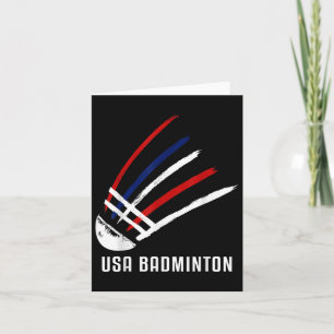Cartão Peteca de Badminton Vermelha Branca Azul EUA