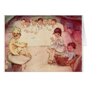 Cartão Peter Pan e Wendy subterrâneos com meninos