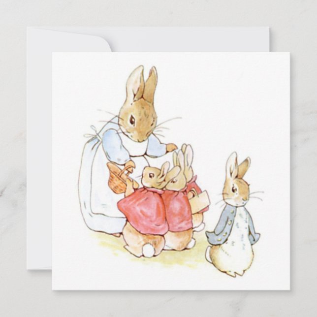 Cartão Peter Rabbit e suas Irmãs (por Beatrix Potter) (Frente)