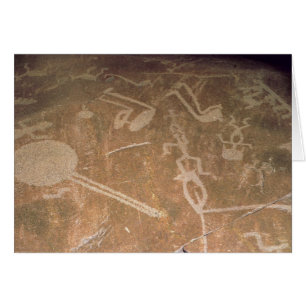 Cartão Petroglyph cinzelado que descreve figuras