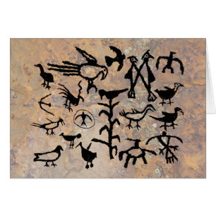 Cartão Petroglyphs do pássaro do Rio Grande