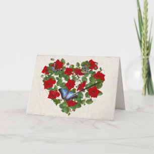 Cartão petunia and butterfly heart with brush