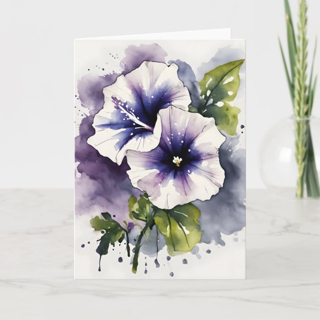 Cartão Petunia - Watercolor flowers (Frente)