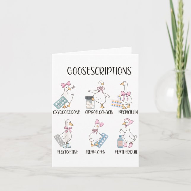 Cartão Pharmacy Funny Goose Silly Prescriptions Puns Medi (Frente)