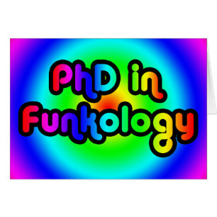 Cartão PhD no arco-íris do funk da piada do divertimento