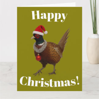 Cartão Pheasant looking festive Christmas card