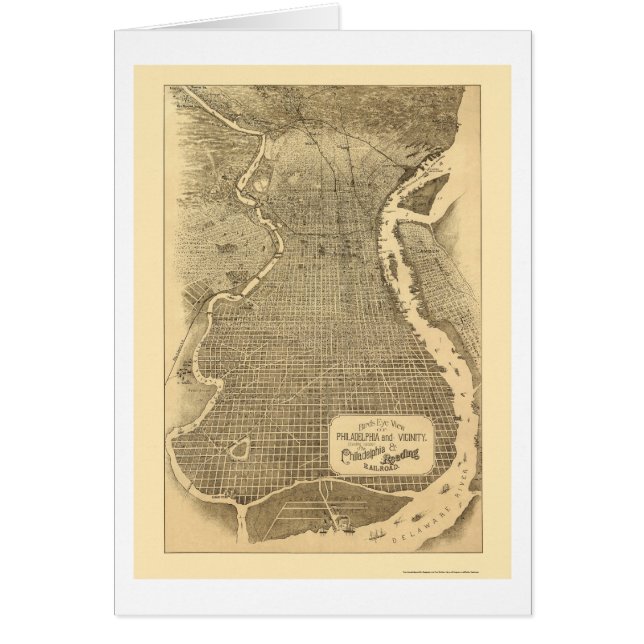 Cartão Philadelphfia, mapa panorâmico do PA - 1870 (Frente)