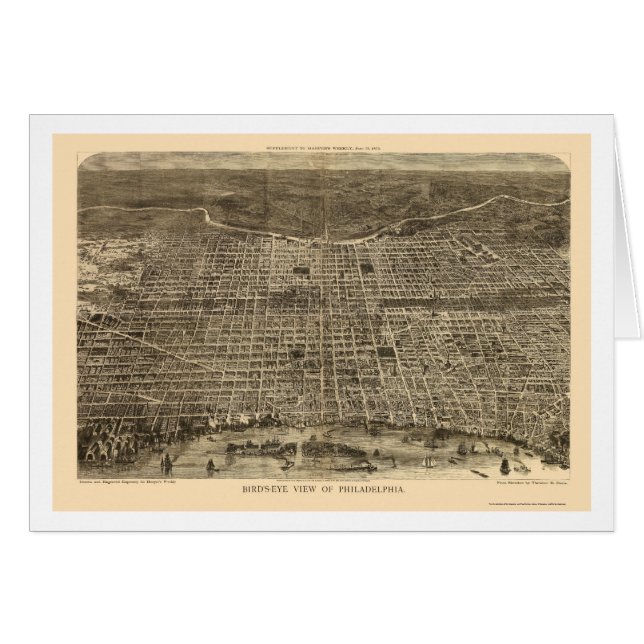Cartão Philadelphfia, mapa panorâmico do PA - 1872 (Frente Horizontal)