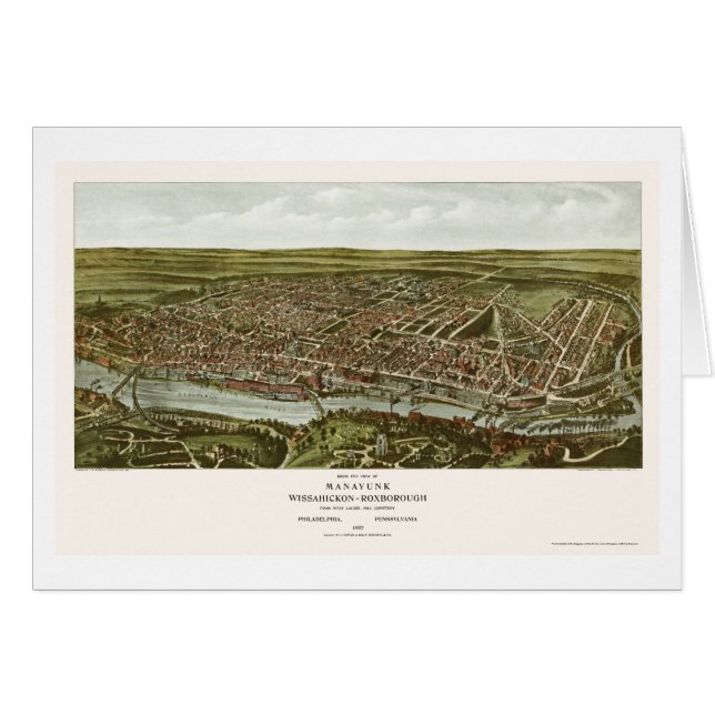 Cartão Philadelphfia, mapa panorâmico do PA - 1907 (Frente Horizontal)