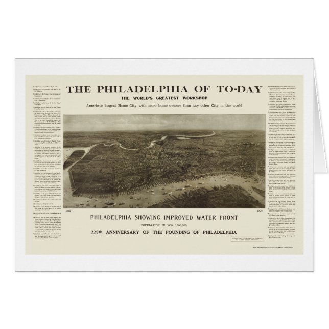 Cartão Philadelphfia, mapa panorâmico do PA - 1908 (Frente Horizontal)