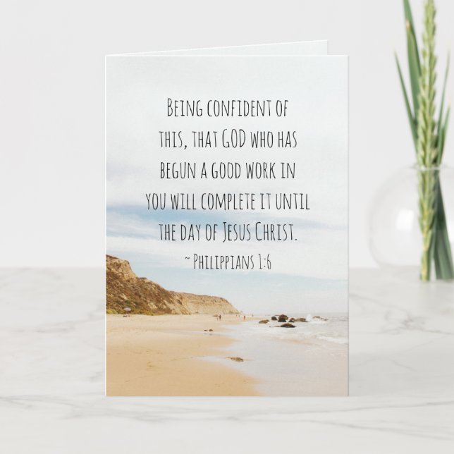Cartão Philippians 1:6 DEUS que começou um bom trabalho (Frente)