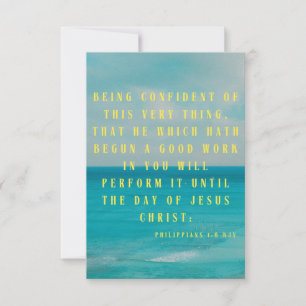 Cartão Philippians 1:6 KJV Escritura de Bíblia Pic Saudaç