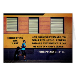 Cartão Philippians 3:13-14 Esquecendo a placa passada