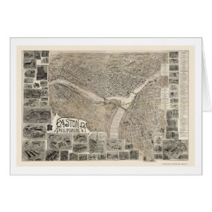 Cartão Phillipsburg, NJ & Easton, mapa panorâmico do PA -