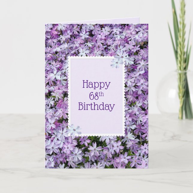 Cartão Phlox Roxo Para 68.º Aniversário (Frente)