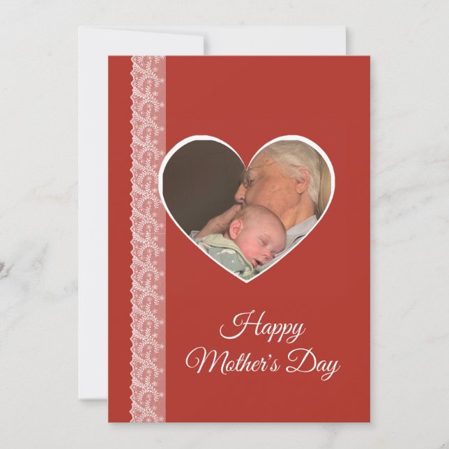 Cartão Photo inside Heart image with lace border (Frente)