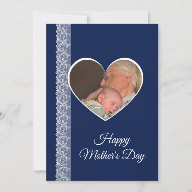 Cartão Photo inside Heart image with lace border (Frente)