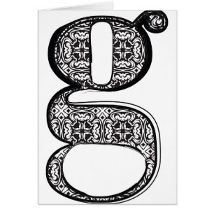 Cartão Pia batismal da forma, letra g