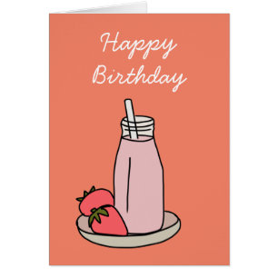 Cartão Pia-rosa fofinho doce de morango