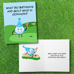 Cartão Piada de aniversário engraçada de bola de golfe
