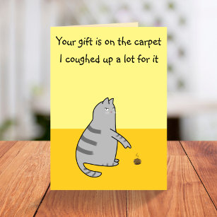 Cartão Piada De Cartoon De Gato Engraçado Tosse Presente 