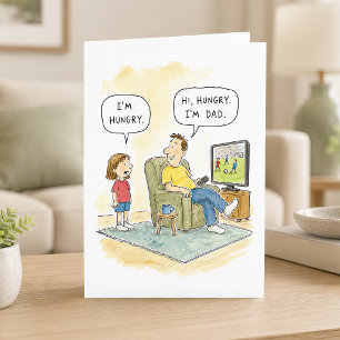 Cartão Piada de Pai de Filha Faminta Dia dos Pais Cartoon