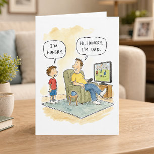 Cartão Piada de Pai Faminto Dia dos Pais Cartoon