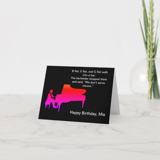 Cartão Piada de Piano de Aniversário Engraçada (Frente)