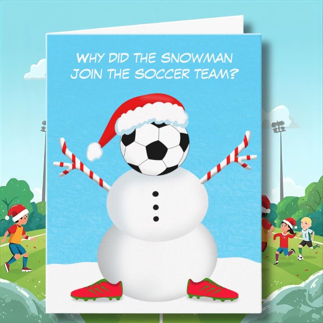 Cartão Piada do Boneco de Neve de Futebol de Natal (Criador carregado)