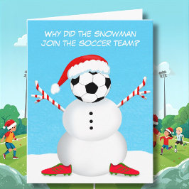 Cartão Piada Feliz Futebol de Natal Snowman