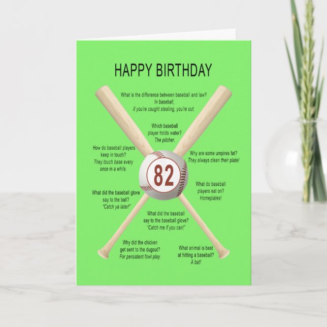Cartão piadas de baseball de 82 anos (Frente)