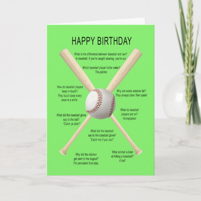 Cartão Piadas de baseball de aniversário (Frente)