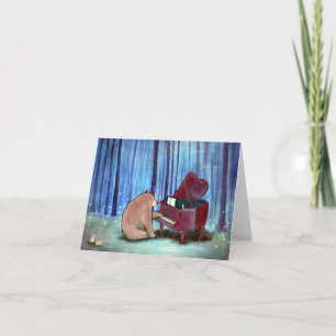 Cartão Piano Bear Musical Vazio Notecard Arte Original