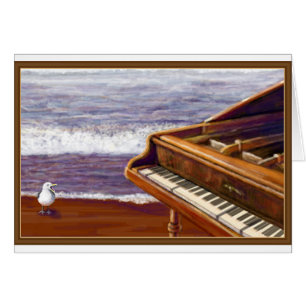 Cartão Piano em uma praia